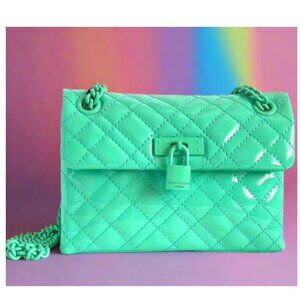 Kurt Geiger Mini Brixton Crossbody Blue Lock Drench Patent Leather Shoulder Bag
